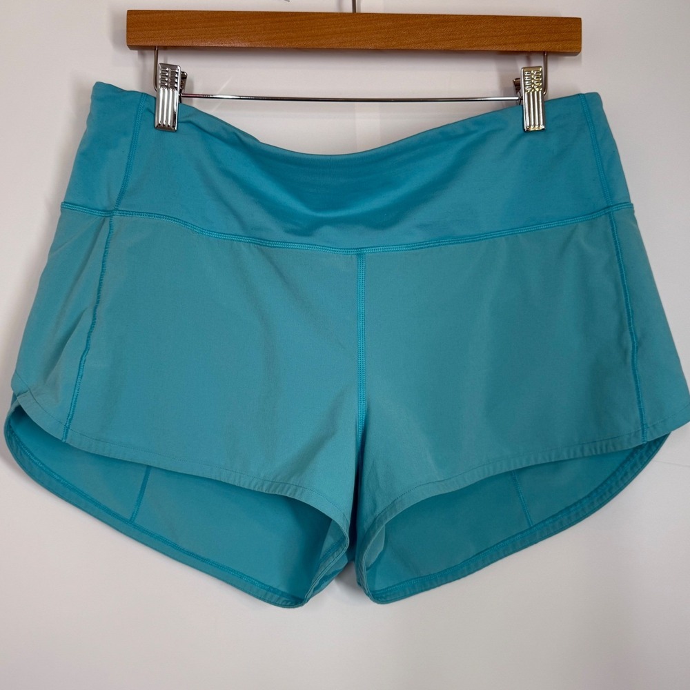 Lululemon Speed Up High Rise Shorts Aqua Hawaiian Blue Size 12 Built in Brief